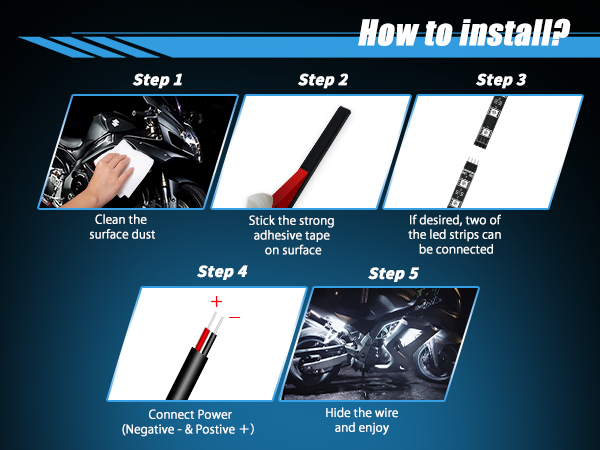 Car Led Strip Lights 24" Connectable White Led Light Strips for Cars Golf Cart 