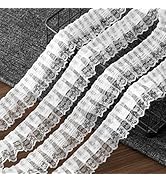 LYXMYGS Lace Trim Ribbon,White Ruffle Ribbon,6-Yard White Lace Ribbon,1.8 Inch Width White Laces ...