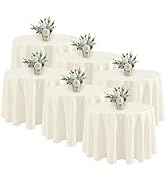 Fitable 6 Pack Ivory Round Tablecloths - 120 Inches in Diameter - Stain Resistant and Washable Ta...