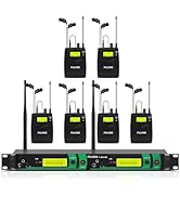 FULODE F-6000 IEM Dual Channel UHF Wireless in Ear Monitor System 2x40 Adjustable Frequencies,6 B...