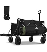 ANJ Outdoors Wagon Carts Foldable with All Terrain Wheels, Double Brakes and Extending Tailgate |...