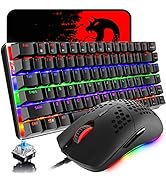 Gaming Keyboard and Mouse,3 in 1 Rainbow LED Backlit Wired Mechanical Keyboard Blue Switch,RGB 64...