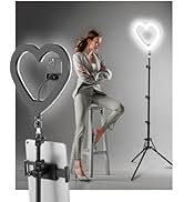 NANBEITONG 13" Heart Ring Light with 74" Tripod Stand, 47 Color Modes, Phone Holder &amp; iPad Holder...