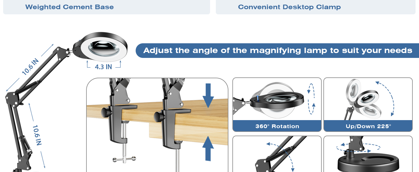 Adjust the angle of the magnifying lamp to suit your needs