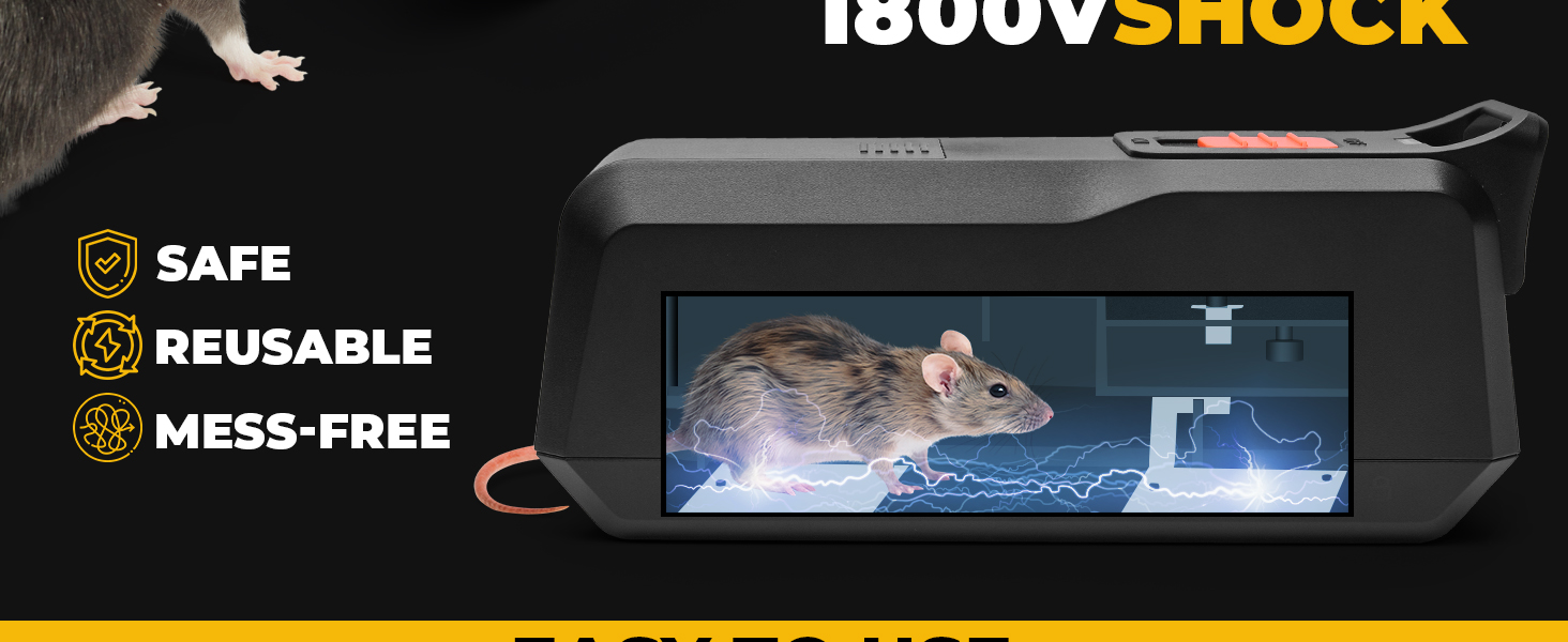 Humane Electronic Rodent Trap Zapper Electric Mouse Rat Squirrel Kill Pest Control Indoor Safe