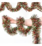EverMerry Christmas Garland, 50 ft Tinsel Garland Christmas Decorations, Metallic Outdoor Christm...