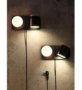 TORCHSTAR Metal Wall Mounted Reading Light, Dual-Head Plug in Bedside Lights, Max 20W LED Per Lig...