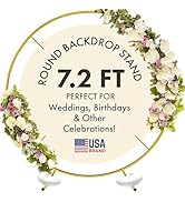 7.2FT Round Backdrop Stand - Circle Gold Balloon Arch Frame Kit - Metal Wedding Backdrop for Part...