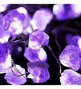 BOHON Decorative Lights Amethyst LED String Lights Battery Operated with Remote 10 ft 40 LEDs Nat...