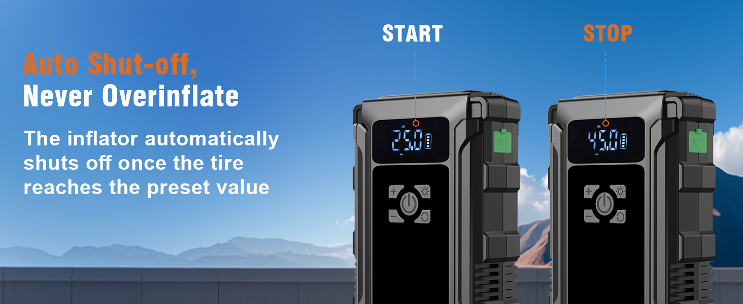 car jumps starter with auto shut-off air compressor