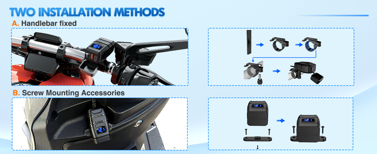 Nilight Motorcycle Charger with USB Type C Port