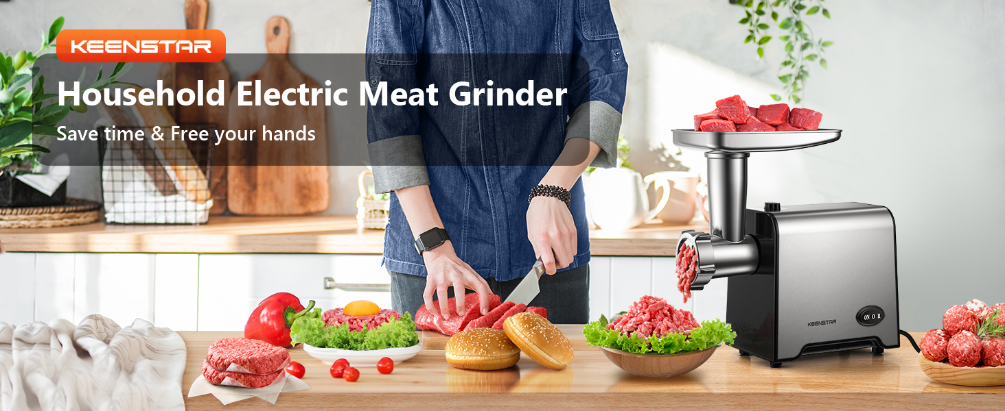 Electric Meat Grinder with Sausage Stuffer Maker &amp;amp; Kubbe Kit