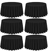 Showgeous 6 Pack Black Round Tablecloth 120 Inch Polyester Round Table Cloth Black Tablecloths fo...