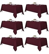 Fitable Burgundy Tablecloths for 6-8 Foot Tables, 6 Pack - 70 x 120 Inches - Reusable and Washabl...
