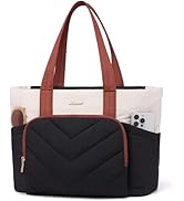 LOVEVOOK Tote Bag for Women, V-Quilted Puffer Tote Bag with Zipper for Work Travel Nurse Teacher