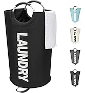 Maxsilan 90L Large Laundry Basket, Freestanding Tall Clothes Hamper, Collapsible Laundry Bag, Black
