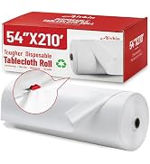Plastic Table Cloth, 210 Ft X 54 in Disposable Tablecloth White Plastic Tablecloth with Any Cut S...