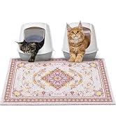 Glittme Cat Litter Mat with Non-Slip Bottom Litter Box Mat Waterproof Litter Trapping Mat Easy to...