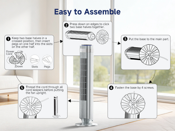 5 Speeds &amp; 4 Modes, 28dB Quiet for Sleep, 22.3ft/s High Velocity, LED Display, 12H Timer