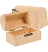 Kryoflare DIY Unfinished Wooden Pirate Treasure Chest, Pine Wood Storage Box with Hinged Lid, Loc...
