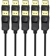 UVOOI DisplayPort Cable 6FT 5-Pack, 4K Display Port to Display Port Cable 6 Feet DP to DP (Gold P...