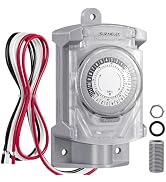 SURAIELEC 20 AMP 24 Hour Mechanical Timer Switch for Outdoor Electrical Boxes, 120V Power Control...