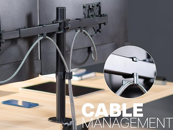 dual monitor mount telescoping arms flush wall desk stand vesa 75 100 clamp grommet