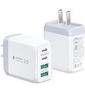 USB C Charger Block, 2-Pack 40W 4-Port USB C Wall Charger Fast Charging Dual PD+QC Power Adapter ...