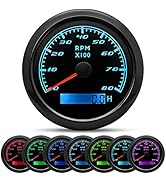 MAIMEIMI Tachometer Gauge 7 Color 0-8000 RPM Tacho Meter 85mm 3 3/8