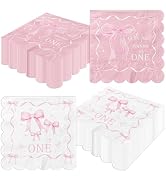 40pcs Pink Bow 1st Birthday Napkins Coquette First Birthday Decorations Coquette Paper Napkins Di...