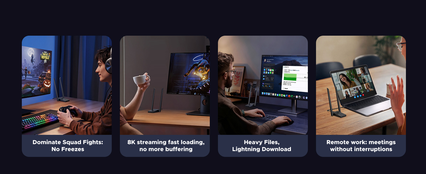 wifi adapter computer network adapter high gain dual antennas wifi to ethernet gaming 5GHz 2.4GHz