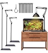 MECESOR Reptile Lamp Stand Adjustable Height 15.7-73.6inch with 360°Adjustable Swing Arm Heat Lam...