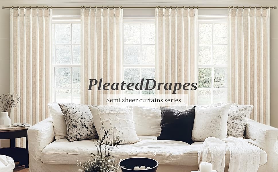 PleatedDrapes Semi Sheer Curtains A+