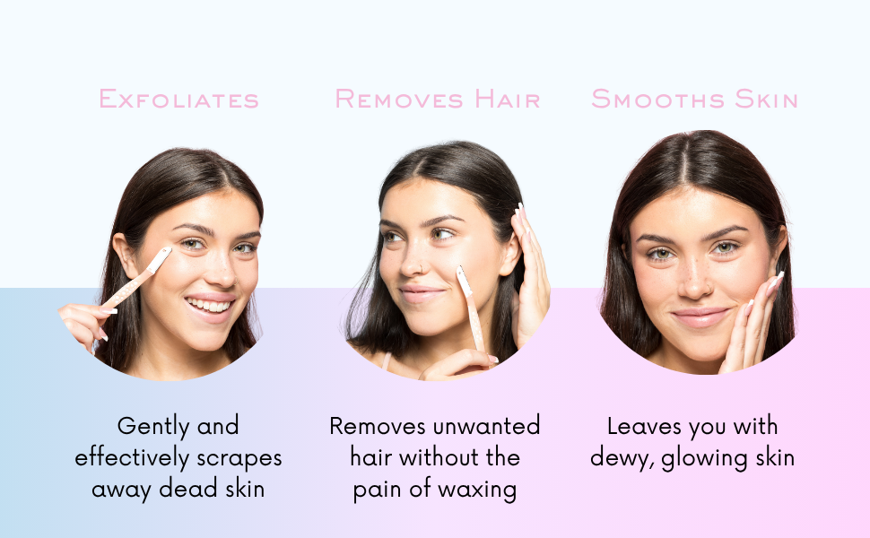 Exfoliates, removes hair, smooths skin.