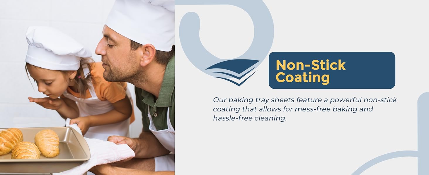 Our baking tray feature a powerful non-stick coating for mess-free baking &amp; hassle-free cleaning