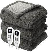 blunique Heated Blanket Electric Blanket Queen - Fast Heating Blanket Throw Dual Control Double S...