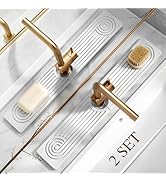 2 Set Faucet Mat for Kitchen Sink, Absorbing Drying Stone Mat Prevent Moisture, Sink Splash Guard...