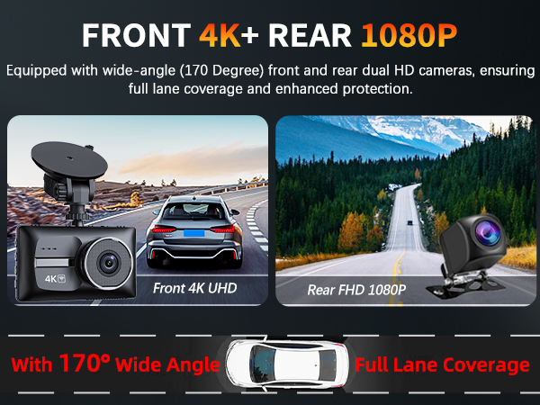 170° Wide Angle Front and Rear Camera