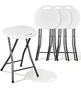 VECELO Folding Stool 4-Pack 18", HDPE Foldable Stool with Iron X-Frame, Solid Bottom Support, 500...