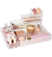 Vtopmart 7 PCS Clear Drawer Organizers Bins, 4-Size Stackable Makeup and Vanity Drawer Organizer ...