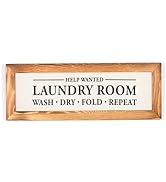 Help Wanted Laundry Room Canvas Sign with a 16" x 6" Solid Wood Frame, Rustic, Vintage Farmhouse ...