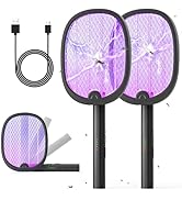 YISSVIC Electric Fly Swatter Foldable Bug Zapper Racket 2 in 1 Mosquito Killer with Attractant Li...