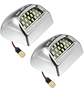 LESAUCE Full LED License Plate Light Chrome Housing Tag Lamp Assembly Replacement for Chevy Silve...