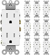 BESTTEN 15 Amp Decorator Wall Receptacle, Standard Electrical Outlet, Tamper Resistant, Residenti...