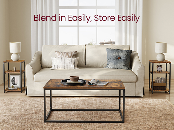 Side Table, Small End Table, Tall Nightstand for Living Room, Bedroom, Office, Bathroom