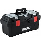 Black Canyon Tool Box - 19 Inch Plastic Dual-Layer Design, 44 lbs Load Capacity Portable Tool Box...