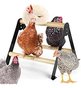 18.1" Lx18.9 Wx13.8 H Large Metal Stable Chicken Perch - Wooden Chicken Roosting Bars, Easy to As...