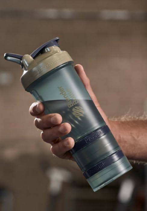 ProStak compact shaker bottle makes carrying pills and powder easy in build in compartments