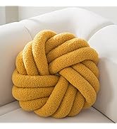 XIAIJIA Knot Pillow Ball Soft Yellow Round Throw Pillows Plush Knot Throw Pillow for Couch Home D...