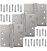 3 Pack Stainless Steel 4'' Silver Door Hinges, 4in x 4in Heavy-Duty Ball Bearing Door Hinges with...